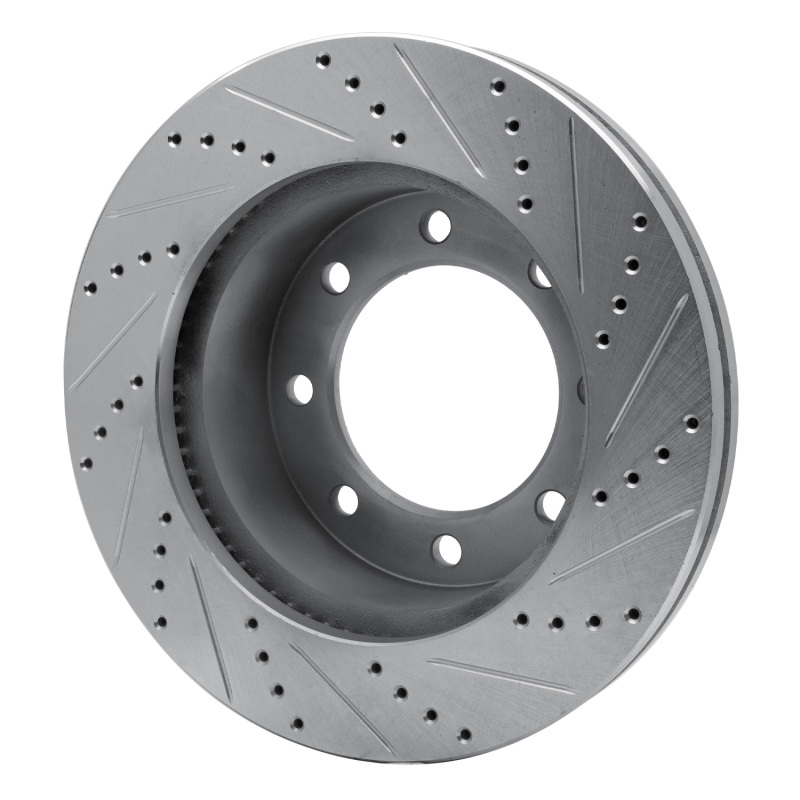 Ford F-350 Super Duty Brake Rotor (1) - Front Left - R1 Concepts - Drilled & Slotted - Silver - `05-`12